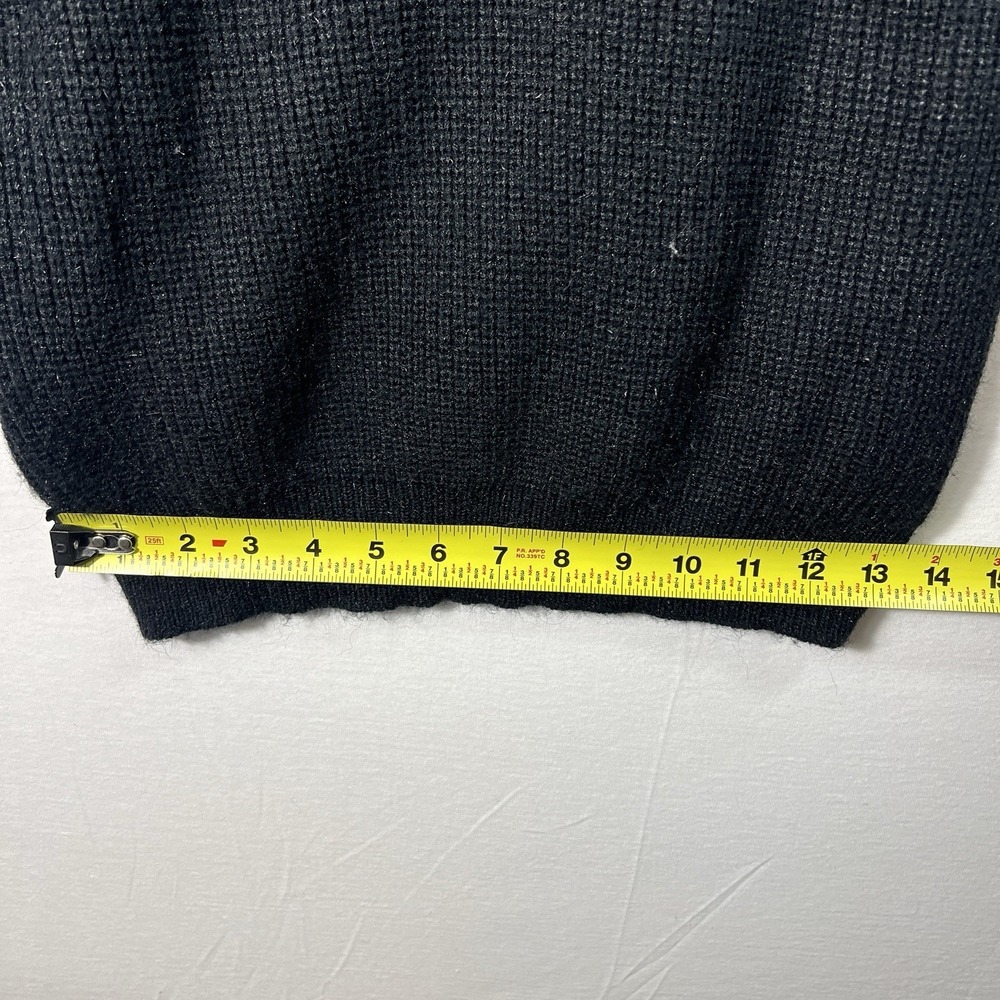 Vintage 90s Leather Knit Sweater Mens M Black Grunge Western Textured - Picture 7 of 8